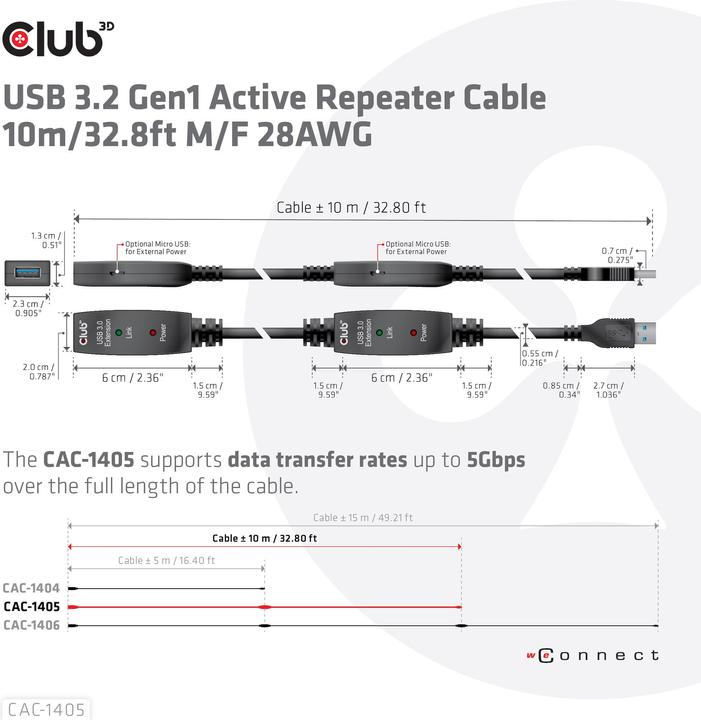 Productafbeelding Club 3D USB A - USB A (10 m, USB 3.2)