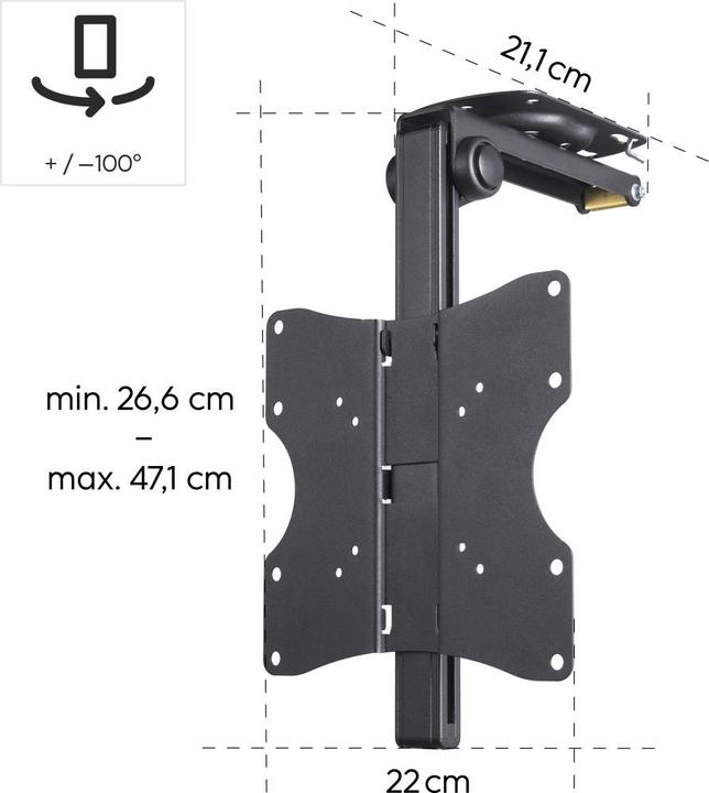 Produktbild Hama TV-Deckenhalterung, schwenkbar, höhenverstellbar, 117 cm (46") bis 20 kg (Dach, 46", 20 kg)