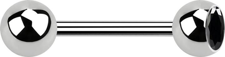 Image du produit Star Piercing Barbell argent avec boule et boule de cristal noir (Acier chirurgical 316L, sans laiton)