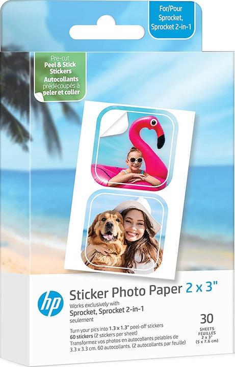 Image du produit HP Zink Paper Sprocket Luna 30-pack 2x3 Prédécoupé 1.3x1.3 autocollant (HPIZ2X330C)