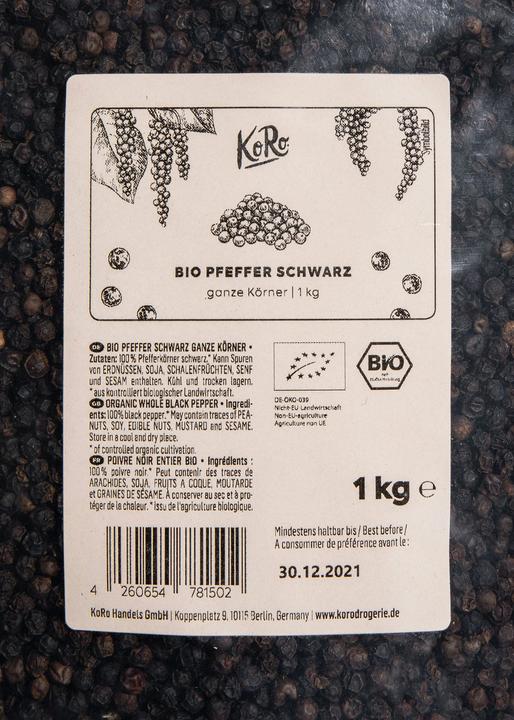 Image du produit KoRo Poivre noir bio en grains entiers (1000 g)