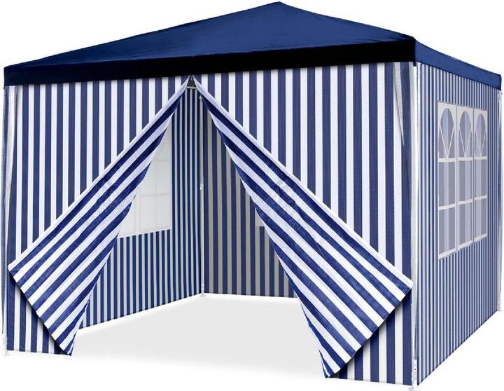 Produktbild VCM Pavillon Partyzelt 3x3m blau weiss wasserdicht 4 Seitenteile Gartenzelt Eventzelt (300 cm, 300 cm)