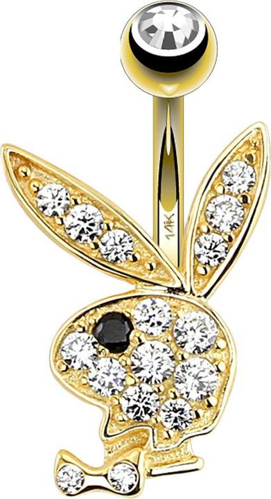 Actual product image Star Piercing Banana 14k gold with Playboy Bunny black (14k gold, without brass)