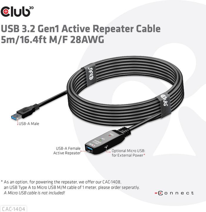 Actual product image Club 3D USB A - USB A (5 m, USB 3.2)
