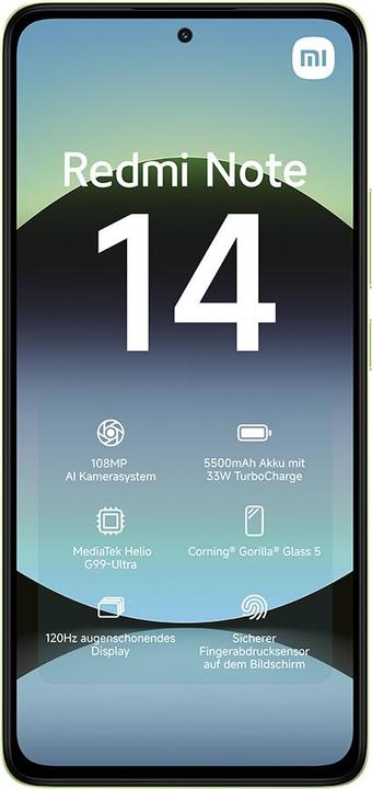 Image du produit Xiaomi Redmi Note 14 (128 Go, Vert citron vert, 6.67", Double SIM hybride, 108 Mpx, 4G)