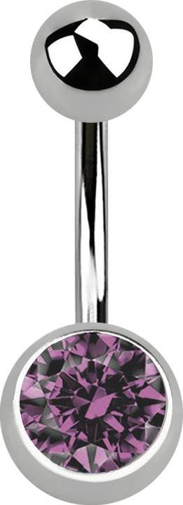 Produktbild Star Piercing Banane silber mit Kugel und Kugel Kristall hellviolett (Titan G23, ohne Messing)