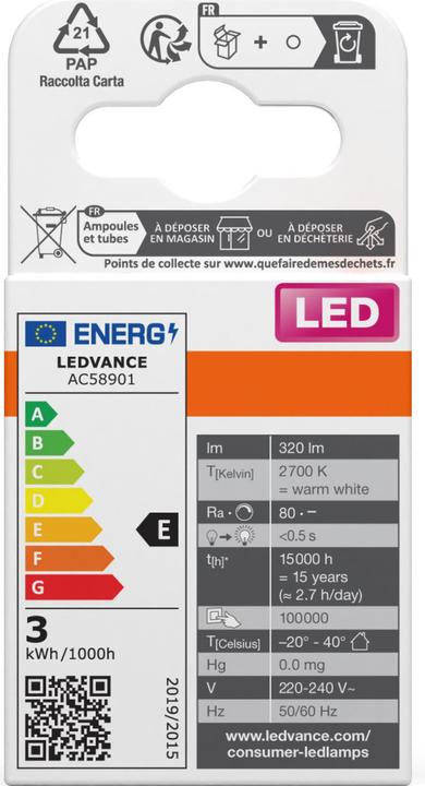 Energie-Label Osram Led Pin (G9, 2.60 W, 320 lm, 1 x, E)
