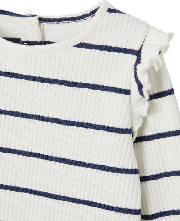 Produktbild Vertbaudet Geripptes Mädchen Baby Shirt mit Volantärmeln, Bio-Baumwolle (62)