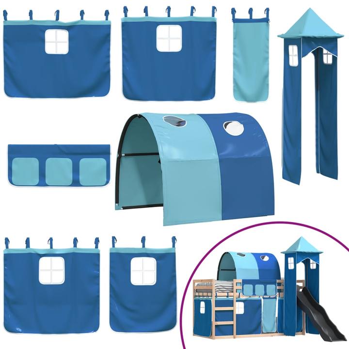 Actual product image VidaXL Bunk bed with slide and curtains (90 x 200 cm)