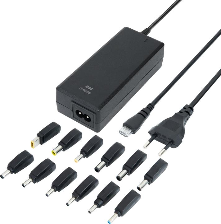 Produktbild Deltaco Universal Laptop Charger, 15-20V, 6A, 90W, 12-tips - Black (90 W)