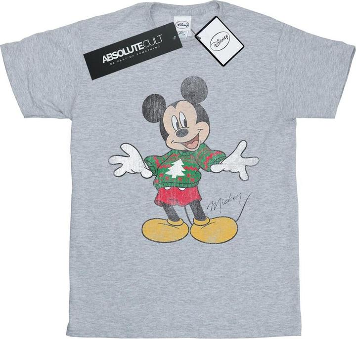 Actual product image Disney Womens/Ladies Mickey Mouse Christmas Jumper Cotton Boyfriend T-Shirt (M)