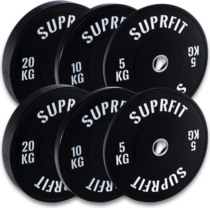 Suprfit Econ Bumper Plates - White Logo - Sets (6 x 2.5 kg)