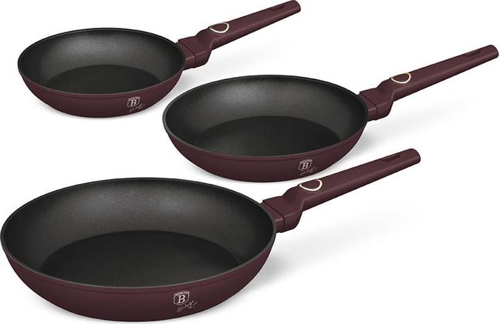 Actual product image BerlingerHaus Frying pan set, 3 pieces, Ø 20/24/28cm, bordeaux (28 cm, Frying pan, Aluminium)