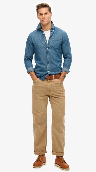 Actual product image Superdry ESSENTIALS L/S DENIM SHIRT Heren Overhemd (L)