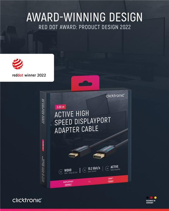 Actual product image clicktronic DisplayPort — HDMI (Typ A) (3 m, DisplayPort, HDMI)