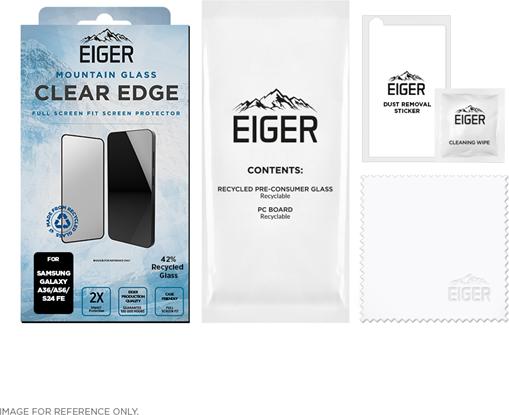 Actual product image Eiger SP Mountain Glass Clear Edge Galaxy A36/A56/S24 FE (1 Piece, Samsung Galaxy A56, Samsung Galaxy A36)