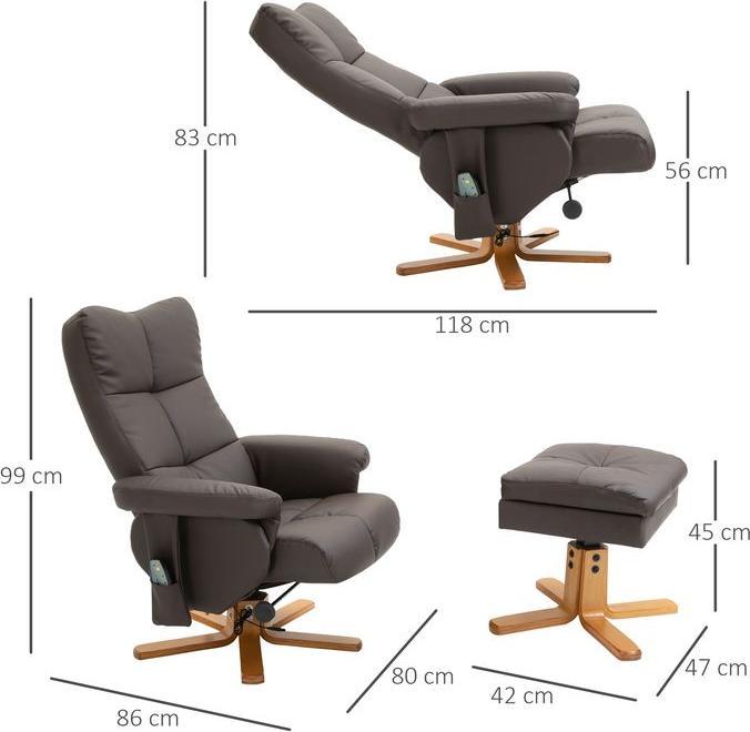 Produktbild Swisshandel24 Relaxsessel Fernsehsessel mit Hocker Massagesessel 145°-Neigung mit 10 Vibrationpunkte Kunstleder Br