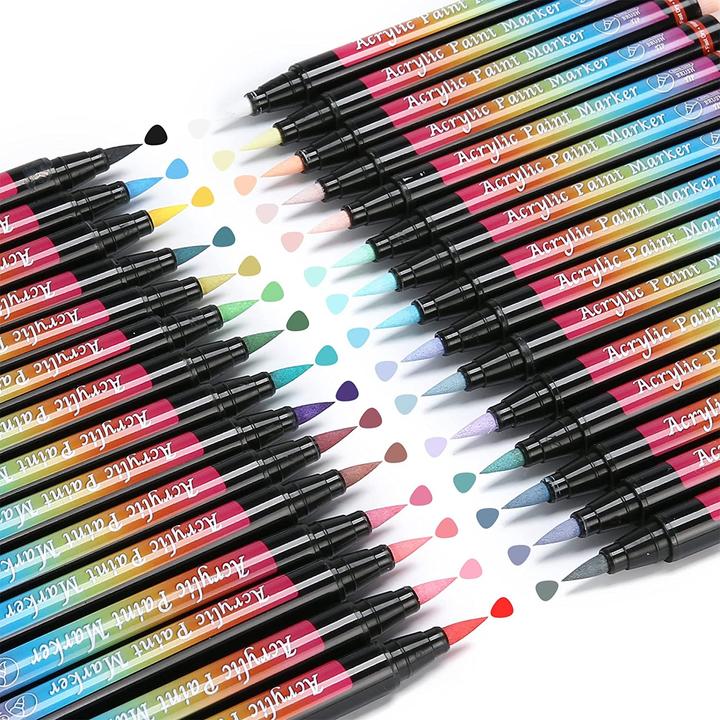 I Am Creative Wasserfeste Acryl Permanent Brush Marker (versch. Farben, 1 mm, 30 x)