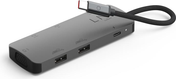 Produktbild LINQ Connects USB-C -> 1x HDMI, 1x DP, 1x miniDP, 1x VGA, 1x USB-C, 2x USB-A LQ48019 grey (USB-C, 7 Ports)