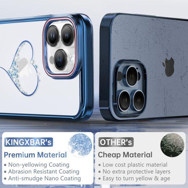 Image du produit Kingxbar Coque en silicone Wish Series avec cristaux pour iPhone 15 - bleu (Apple iPhone 15)