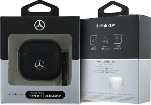 Actual product image Mercedes-Benz Mercedes MEA4CSLBK AirPods 4 cover black/black Leather Metal Logo (Headphone sleeve)
