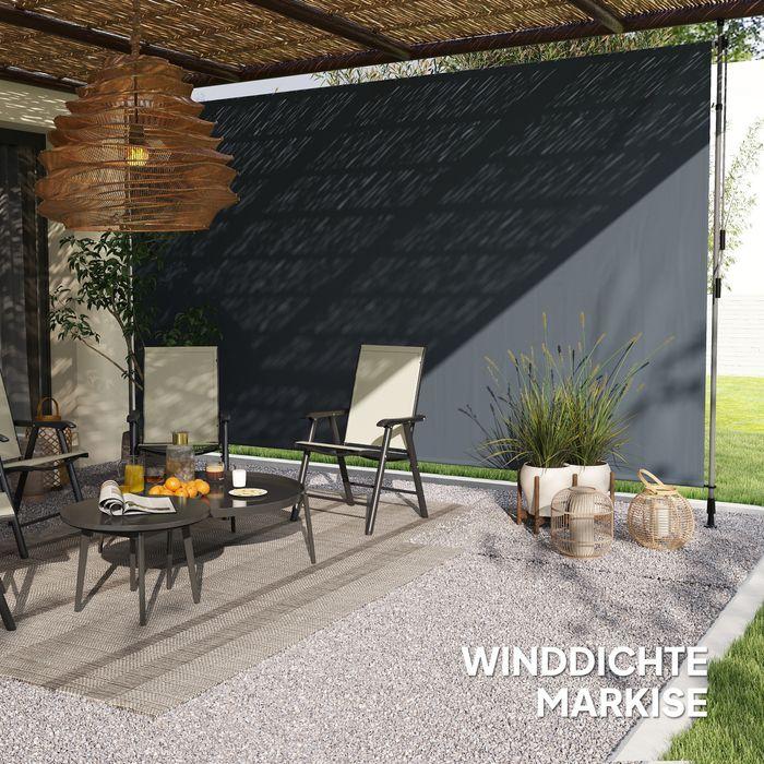 Actual product image Swisshandel24 Klemmmarkise mit Handkurbel höhenverstellbar inkl. Wandhalterung 400 cm, Dunkelgrau (4 m)