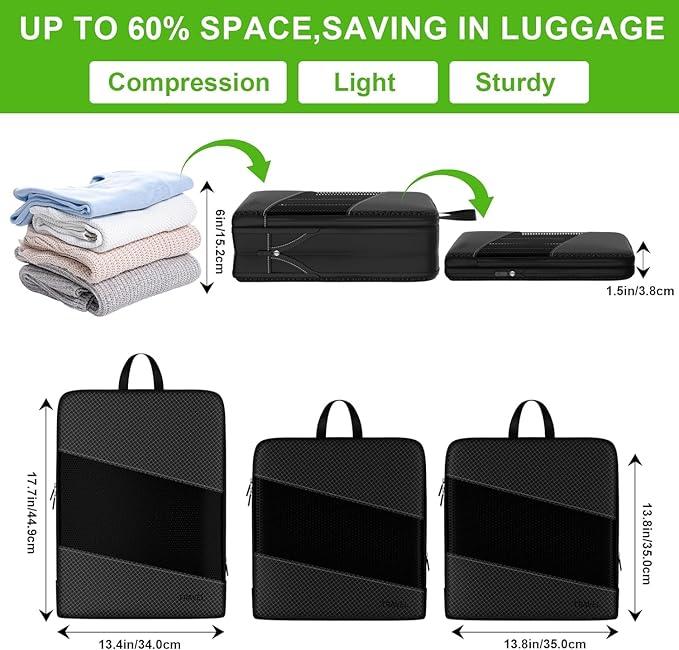 Produktbild Only-Bags.Store 6pcs Mode Nylon Kompression Packen Würfel, leichte Reisezubehör Organizer Taschen, Multi-Grösse