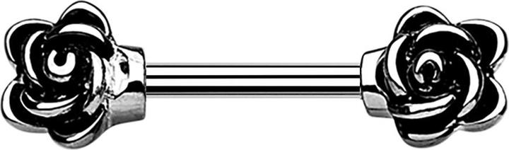 Produktbild Star Piercing Barbell Stab mit Blume silber (Chirurgenstahl 316L, ohne Messing)