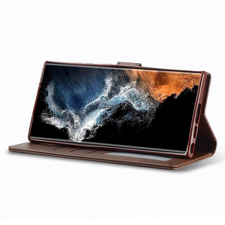Actual product image LC.Imeeke Samsung S21 Ultra - Wallet case with 3 card slots & magnetic fastener, brown (Samsung Galaxy S21 Ultra)