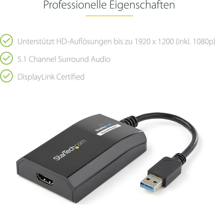 Produktbild StarTech USB 3.0 To HDMI Video Adapter (HDMI, 9 cm)