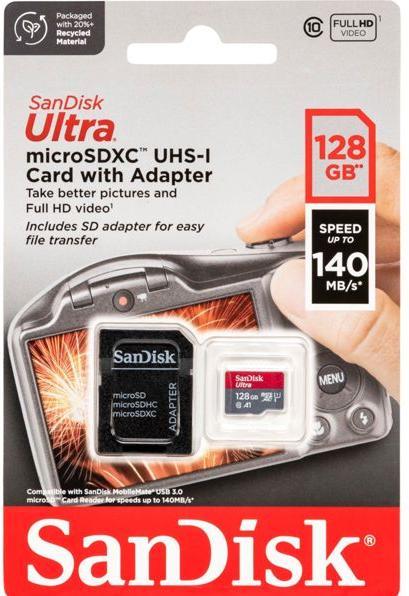 Actual product image SanDisk Ultra microSDXC /s+SD Adapter (128 GB, microSDXC, U1, UHS-I)