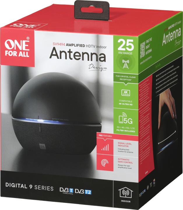 Actual product image One for All DVB-T 4K BALL Design SV 9494 (Indoor antenna, DVB-T / -T2)