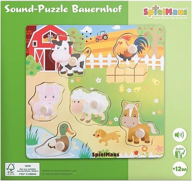 Produktbild Spielmaus SMH Sound Holzpuzzle Bauernhof (6 Teile)