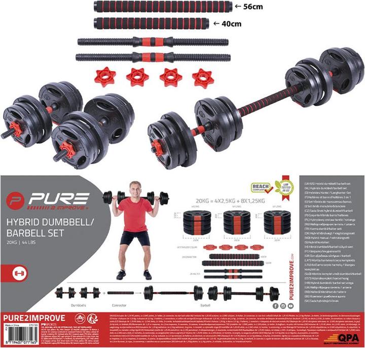 Actual product image Pure2improve Hybrid dumbbell set (8 x 1.25 kg, 4 x 2.5 kg)