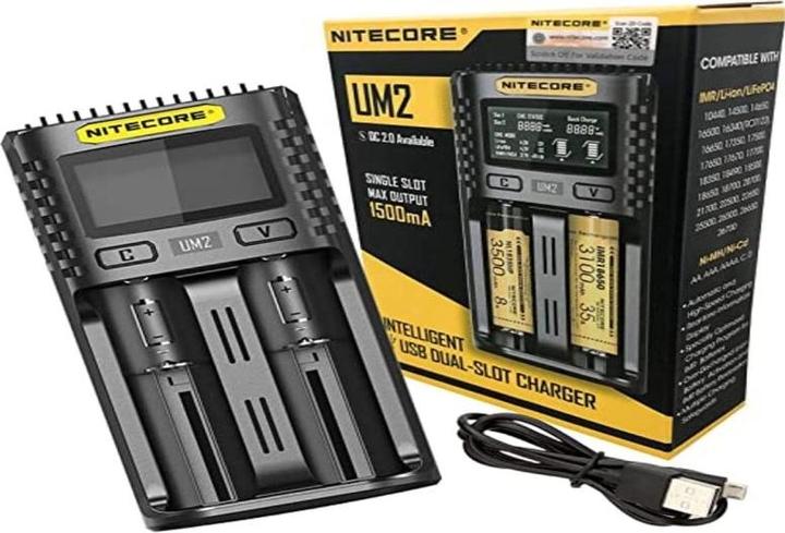 Immagine prodotto Nitecore Caricatore USB UM2 (1 pz., 14500, 16340, 18650, 26650, Caricabatterie senza batteria)