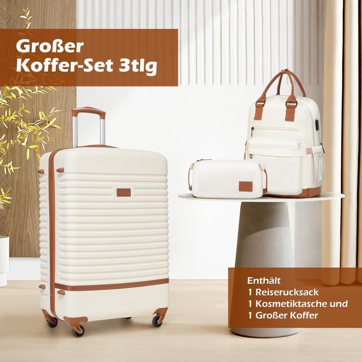 Image du produit Coolife 3-teiliges Reisegepäck-Set (93 l, Bagage à main (jusqu'à 50l), L (90 - 115l))
