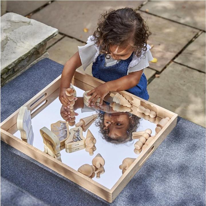 Image du produit TickiT Boîte plateau en bois avec base miroir (Français, Allemand, Anglais, Italien)
