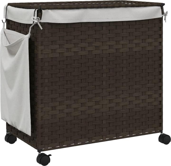 Produktbild VidaXL Wäschekorb mit Rollen Dunkelbraun 60x35x60,5 cm