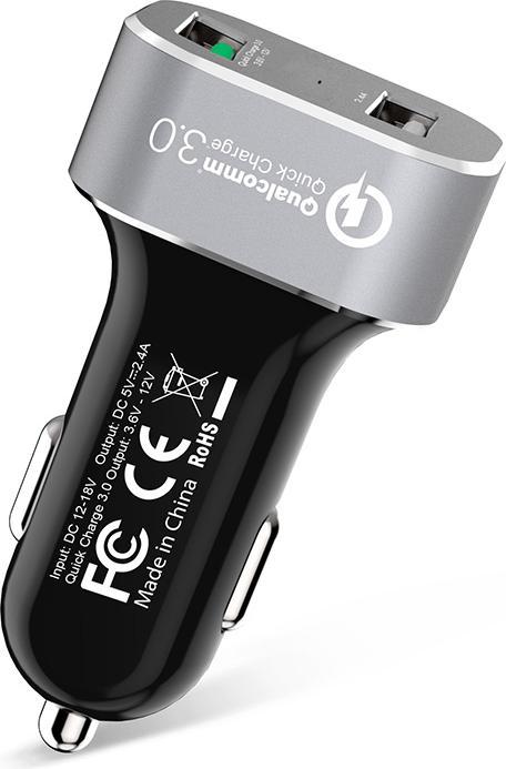 Actual product image Crong Power įkroviklis 2x USB-A 3 A (CRG-PWRC-USB30-ALU)