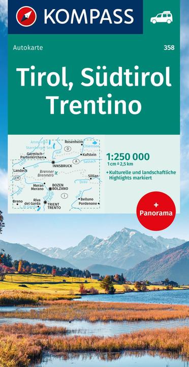 Produktbild Autokarte Tirol, Südtirol, Trentino/Tirolo, Alto Adige, Trentino 1:250.000