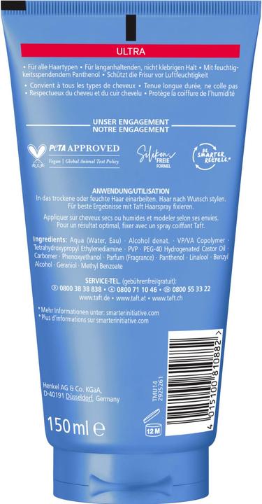 Actual product image Taft Gel Ultra Styling Strengthened Hair 150 ml (Hair gel, 150 ml)
