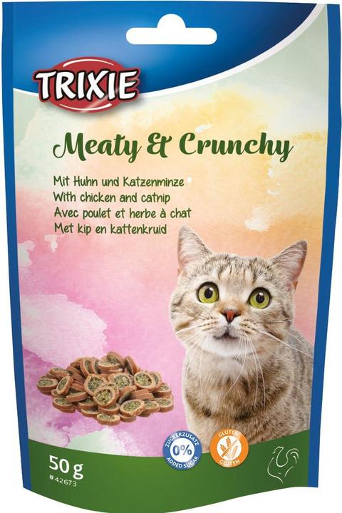Produktbild Trixie Katzen-Snack Meaty & Crunchy, Huhn/Katzenminze, 50 g (Senior, Adult, Junior, 1 Stk., 50 g)
