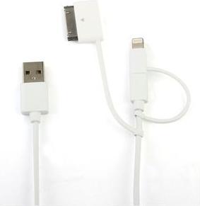 Immagine prodotto Muvit CAVO A MOLLA 3EN1 2,4A 30 PIN/MICRO-USB/FULMINE BIANCO (USB 1.0, USB 3.0, USB 4.0, USB 2.0)
