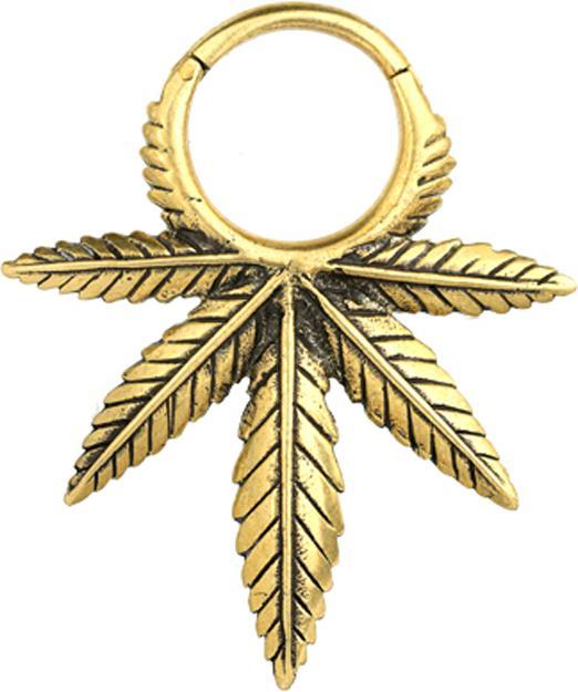 Star Piercing Segmentring klappbar vergoldet Hanfblatt (Messing)