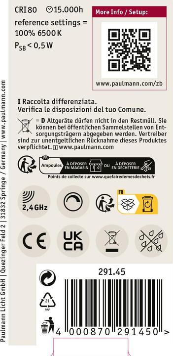 Immagine prodotto Paulmann AGL Zigbee Filament (E27, 11 W, 1055 lm, 1 x, F)