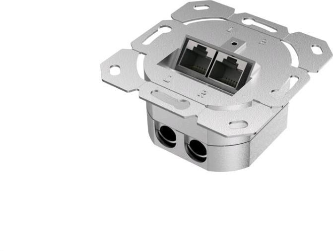 Actual product image Hama Network socket, CAT-6a, 10 Gbit/s, shielded, 2 ports, flush-mounted