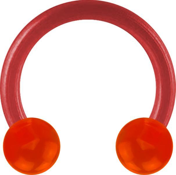 Star Piercing Micro Circular Barbell rot transparent mit zwei Kugeln (Acryl, ohne Messing)