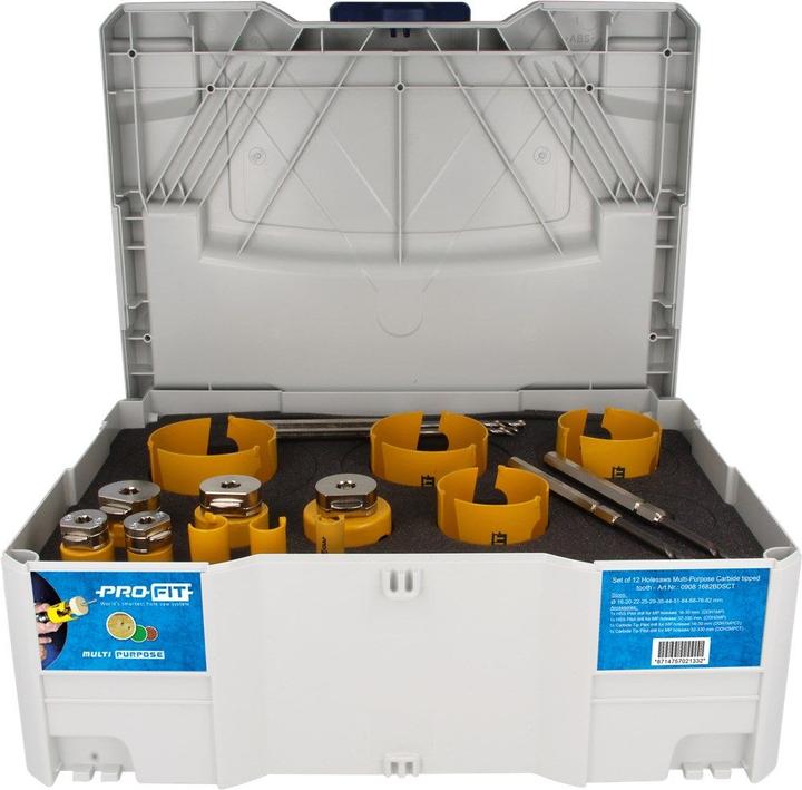 Actual product image Pro-Fit ProFit 09081682DSCT Lochsäge Multi Purpose Set 16/20/22/25/29/35/44/51/64/67/76/82 mm (16, 20, 22, 25, 29, 35, 44, 51, 64, 67, 76, 82 mm)