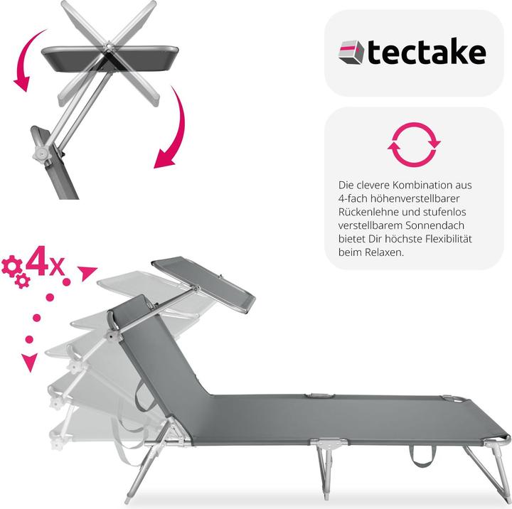 Actual product image tectake Sun lounger with sun shade (190 cm)