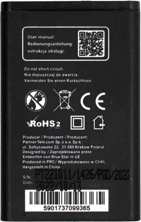 Produktbild Akku Blue Star BLUE STAR Akku für NOKIA 1208 / 1200 / C1 / 1616 / 1800 1100 mAh